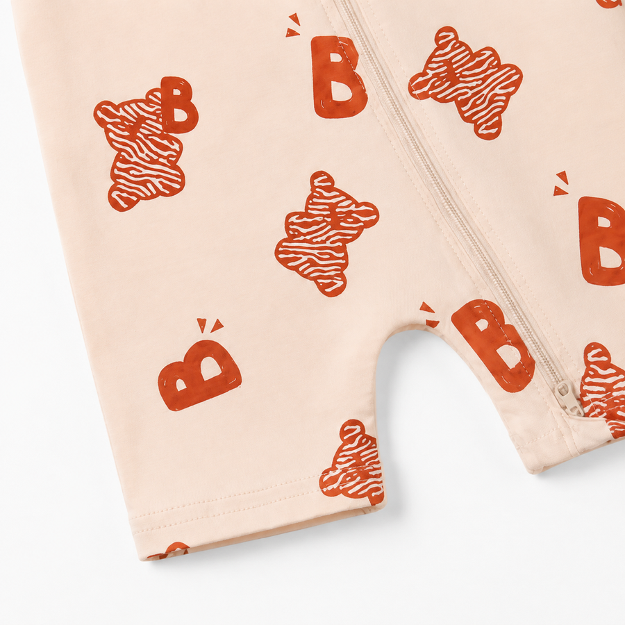 Teddy Bears Short-Sleeve Shortie Romper — Teddy Bears — Fabric detail — image 4