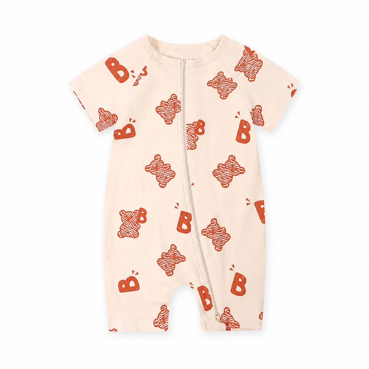 Teddy Bears Short-Sleeve Shortie Romper — Teddy Bears — Front view — image 1