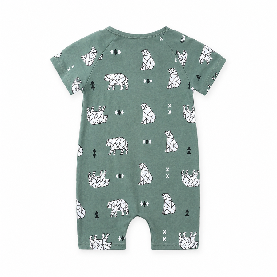 Safari Green Short-Sleeve Shortie Romper — Safari Green — Back view — image 2