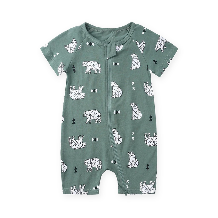 Safari Green Short-Sleeve Shortie Romper — Safari Green — Front view — image 1
