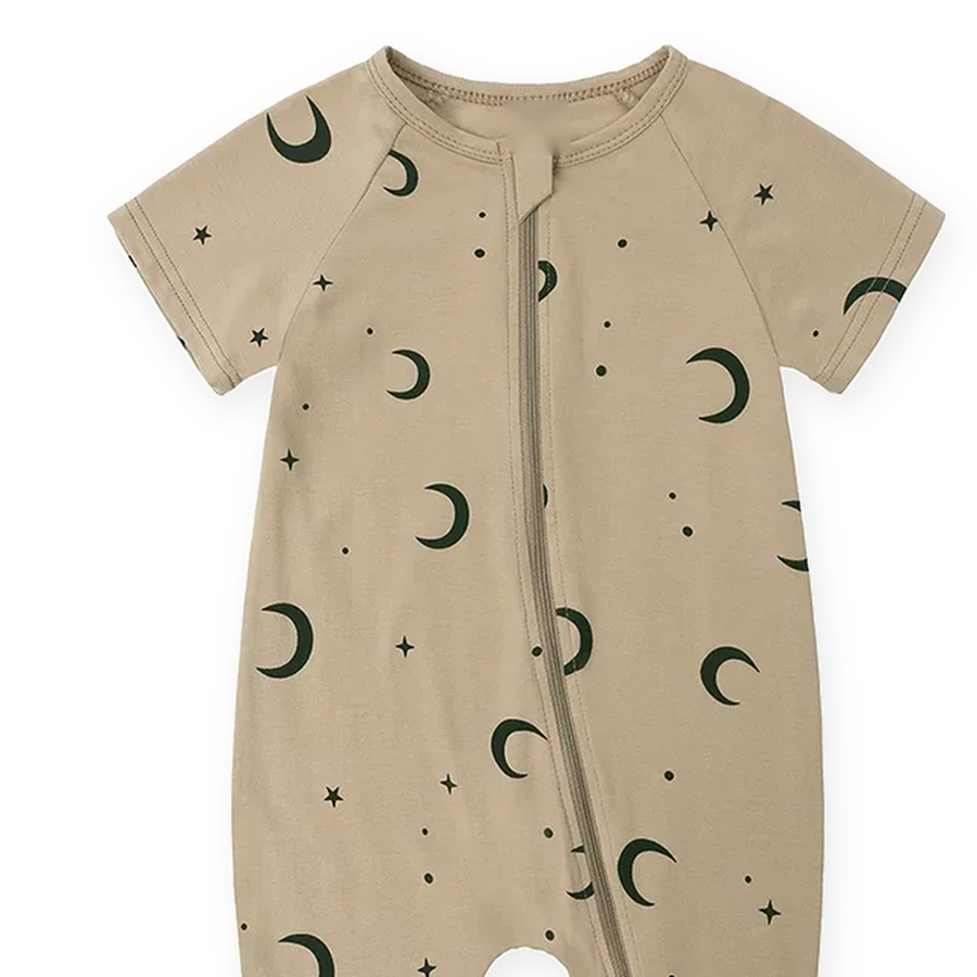 Moon Stars Short-Sleeve Shortie Romper — Moon Stars — Cuff and foot detail — image 5