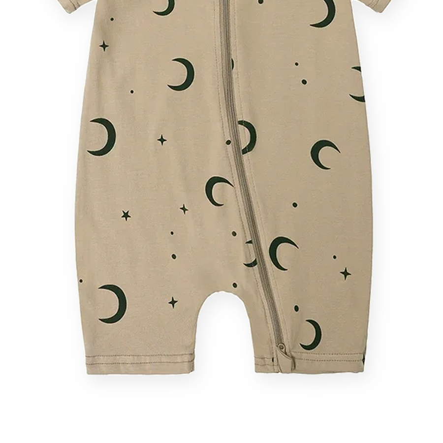 Moon Stars Short-Sleeve Shortie Romper — Moon Stars — Gusset and seam detail — image 6