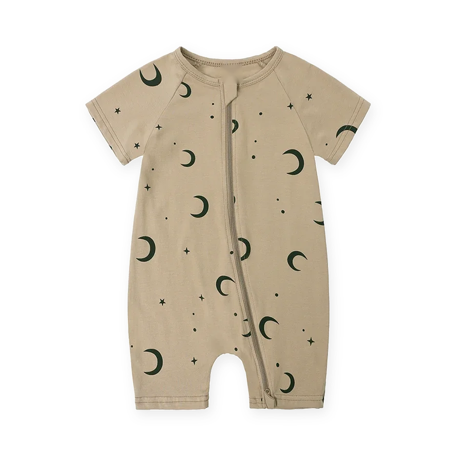 Moon Stars Short-Sleeve Shortie Romper — Moon Stars — Front view — image 1