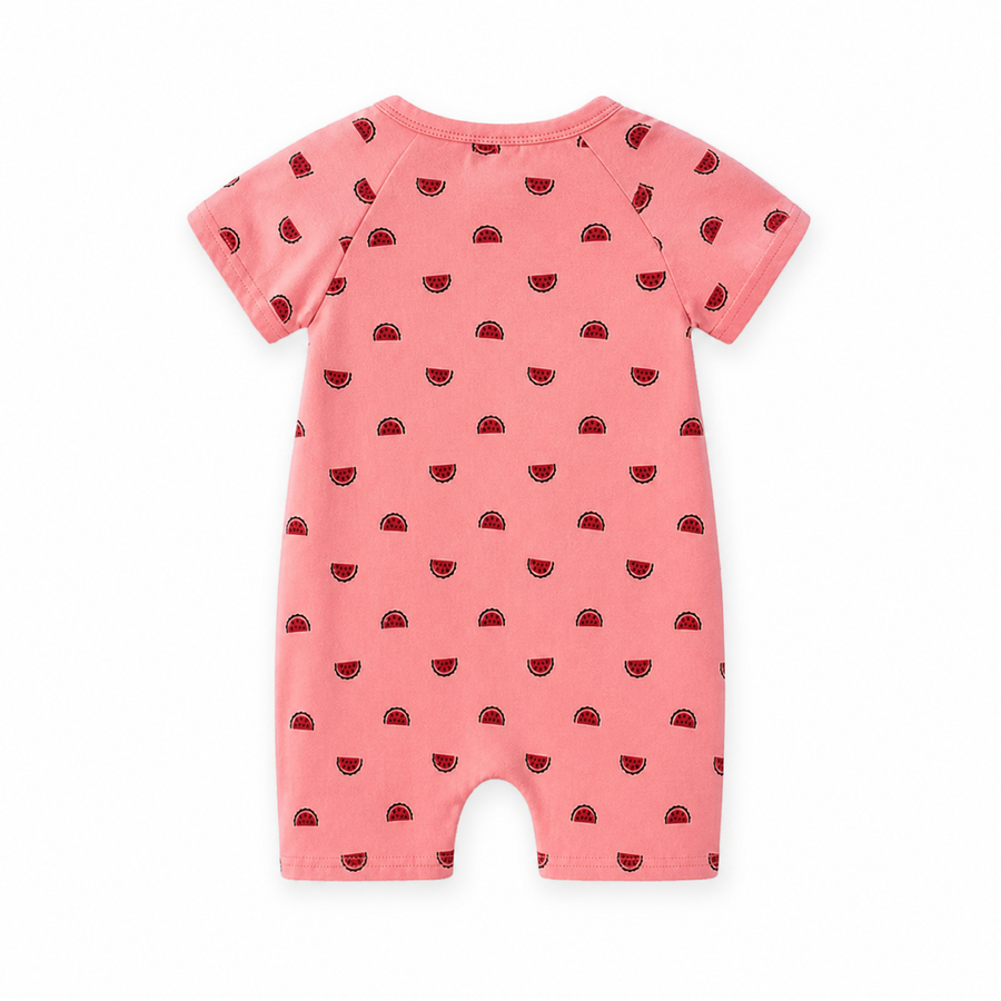 Watermelon Mini Short-Sleeve Shortie Romper — Watermelon Mini — Back view — image 2