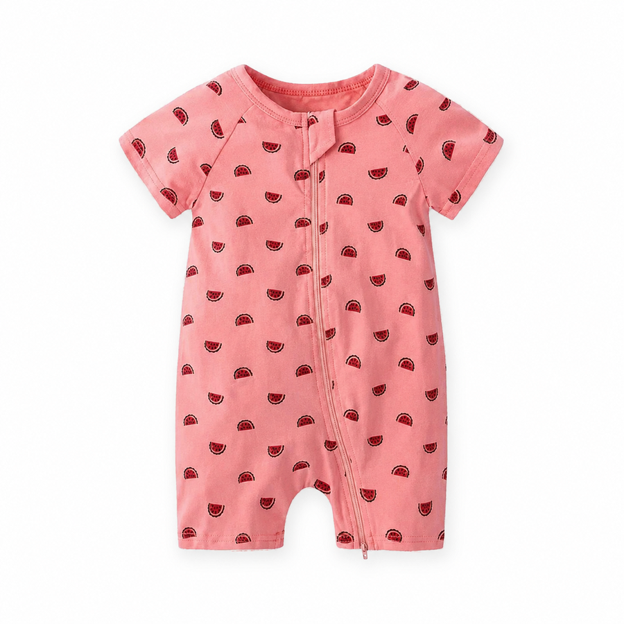Watermelon Mini Short-Sleeve Shortie Romper — Watermelon Mini — Front view — image 1