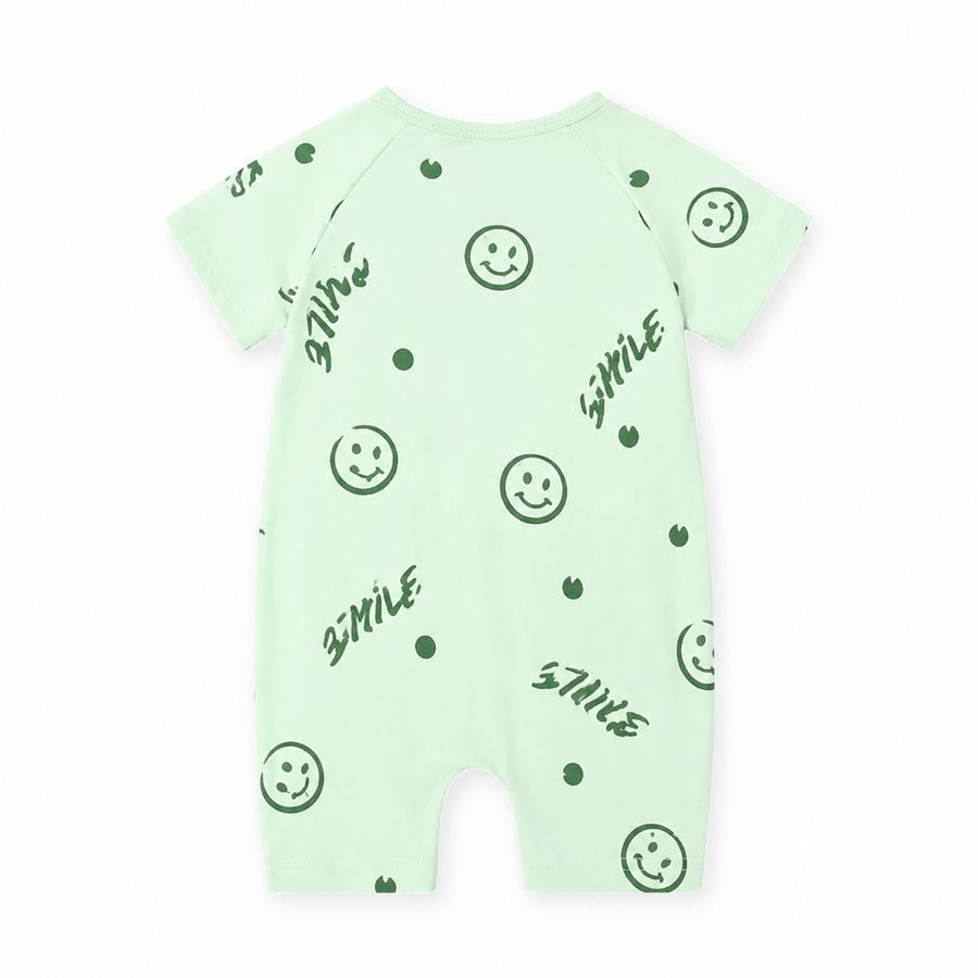 Mint Smileys Short-Sleeve Shortie Romper — Mint Smileys — Back view — image 2
