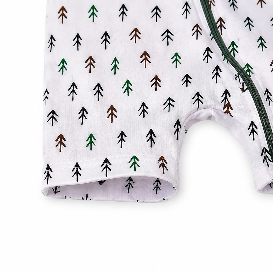 Tiny Pines Short-Sleeve Shortie Romper — Tiny Pines — Cuff and foot detail — image 4