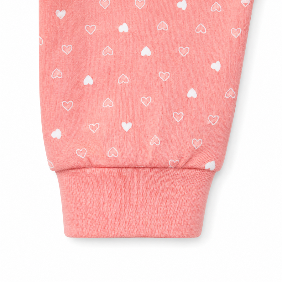 Coral Hearts Romper — Coral Hearts — Cuff and foot detail — image 4