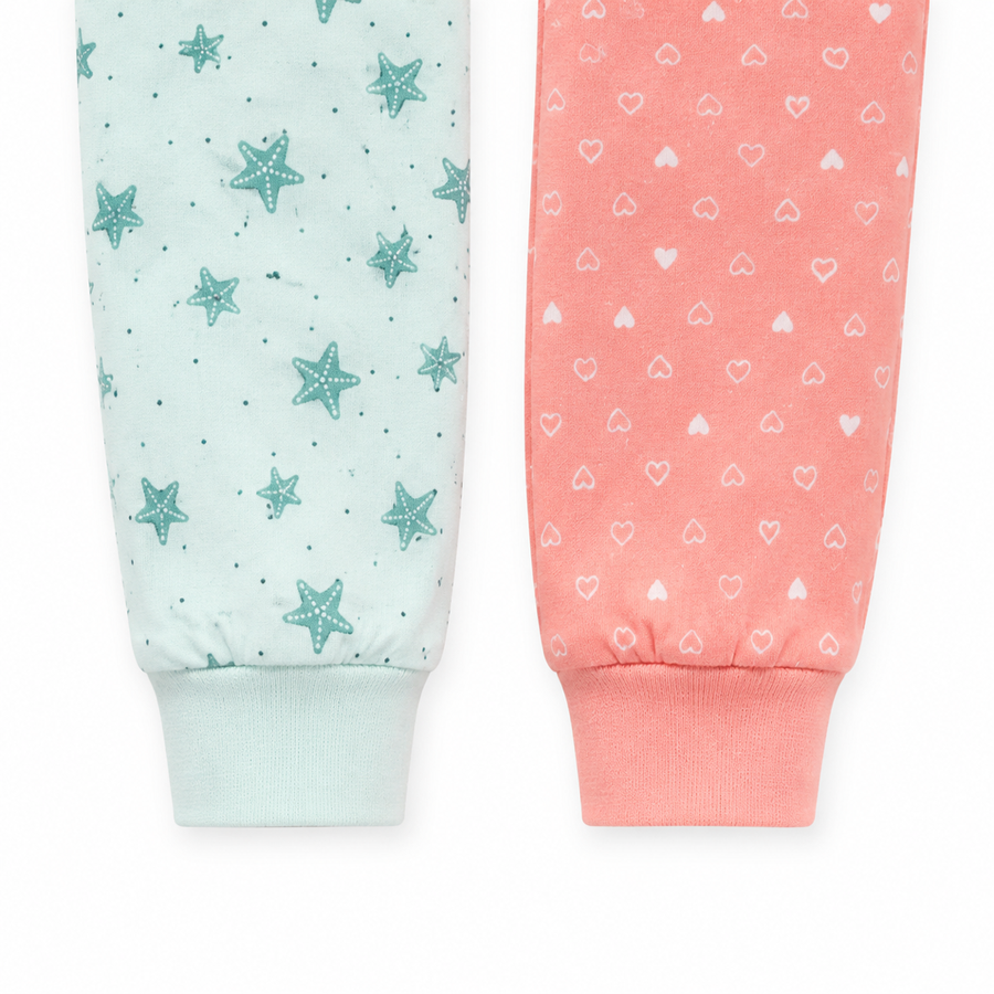 Mint Coral 2-Pack Rompers — Mint Coral — Cuff and foot detail — image 4