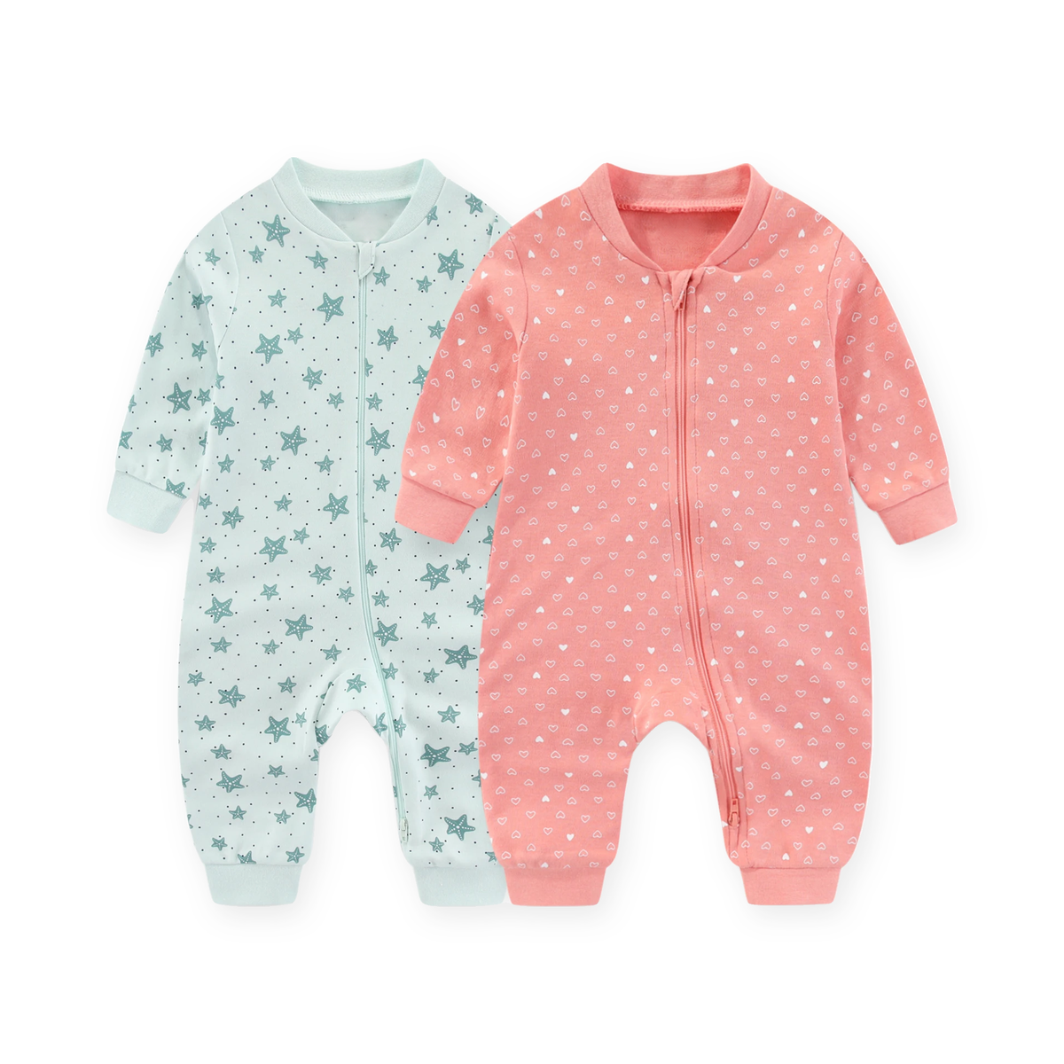 Mint Coral 2-Pack Rompers — Mint Coral — Front view — image 1