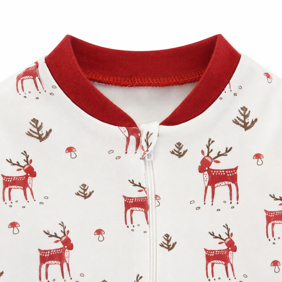 Red Woodland Romper — Red Woodland — Zipper detail — image 3