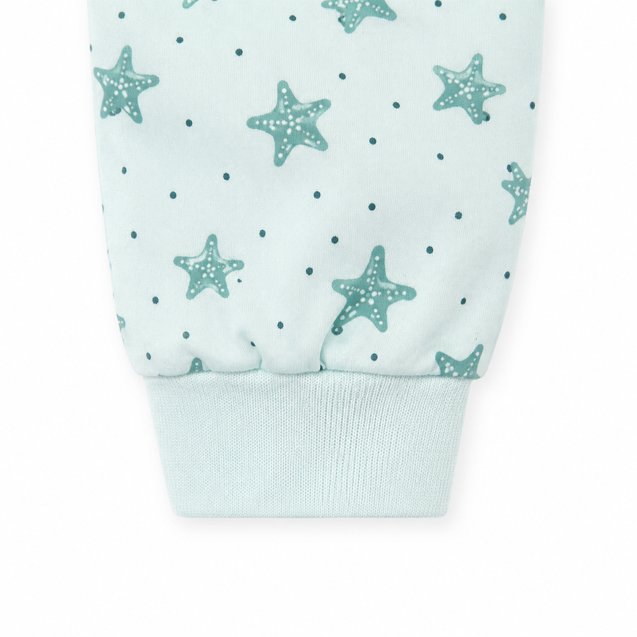 Mint Stars Romper — Mint Stars — Cuff and foot detail — image 4