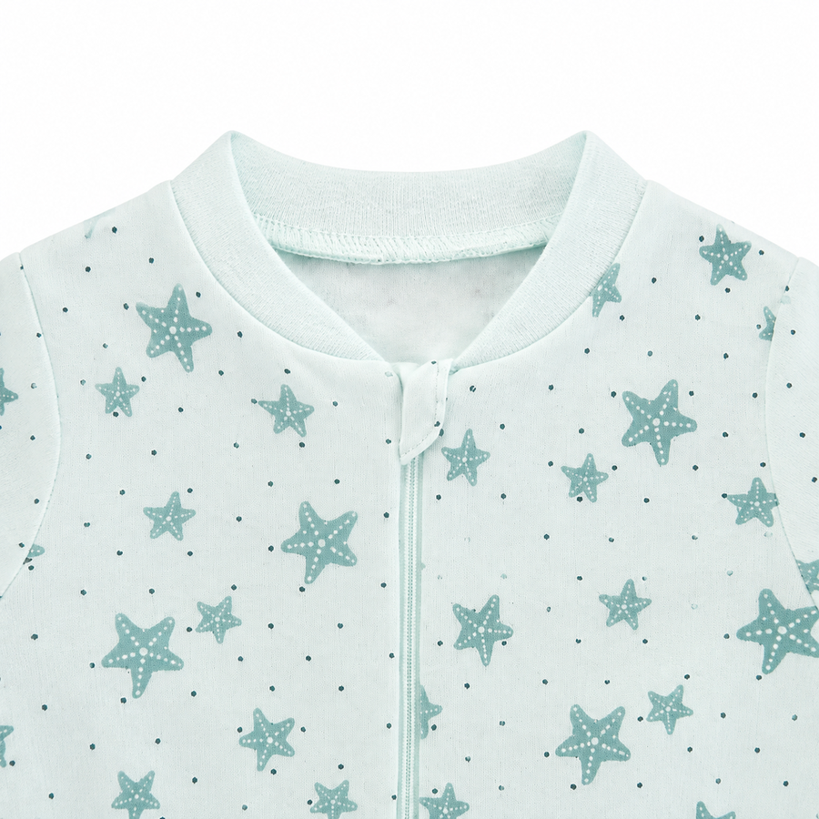 Mint Stars Romper — Mint Stars — Zipper detail — image 3