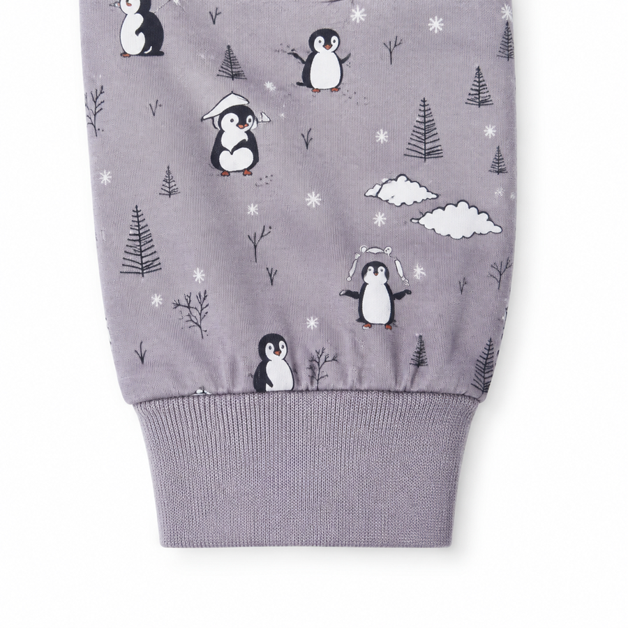 Gray Penguins Romper — Gray Penguins — Cuff and foot detail — image 4