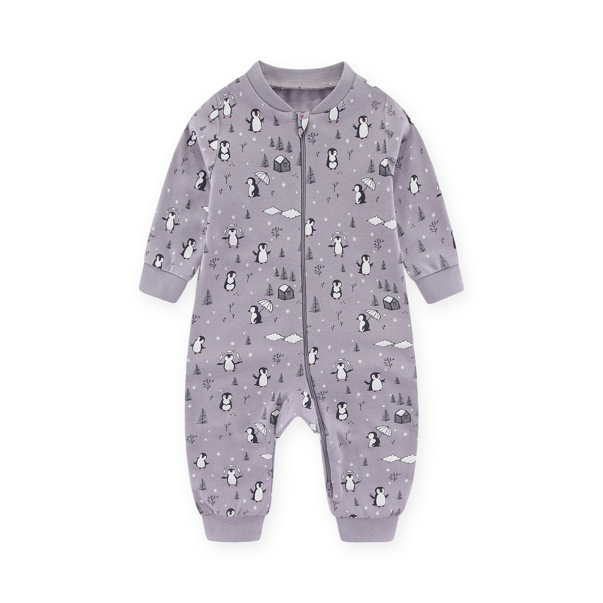 Gray Penguins Romper — Gray Penguins — Front view — image 1