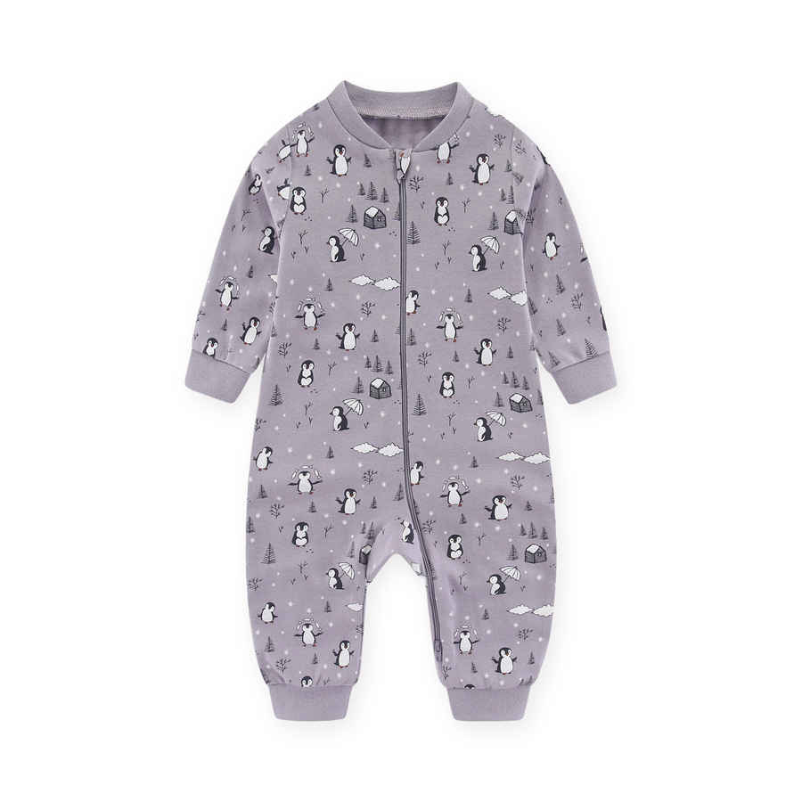 Gray Penguins Romper — Gray Penguins — Front view — image 1