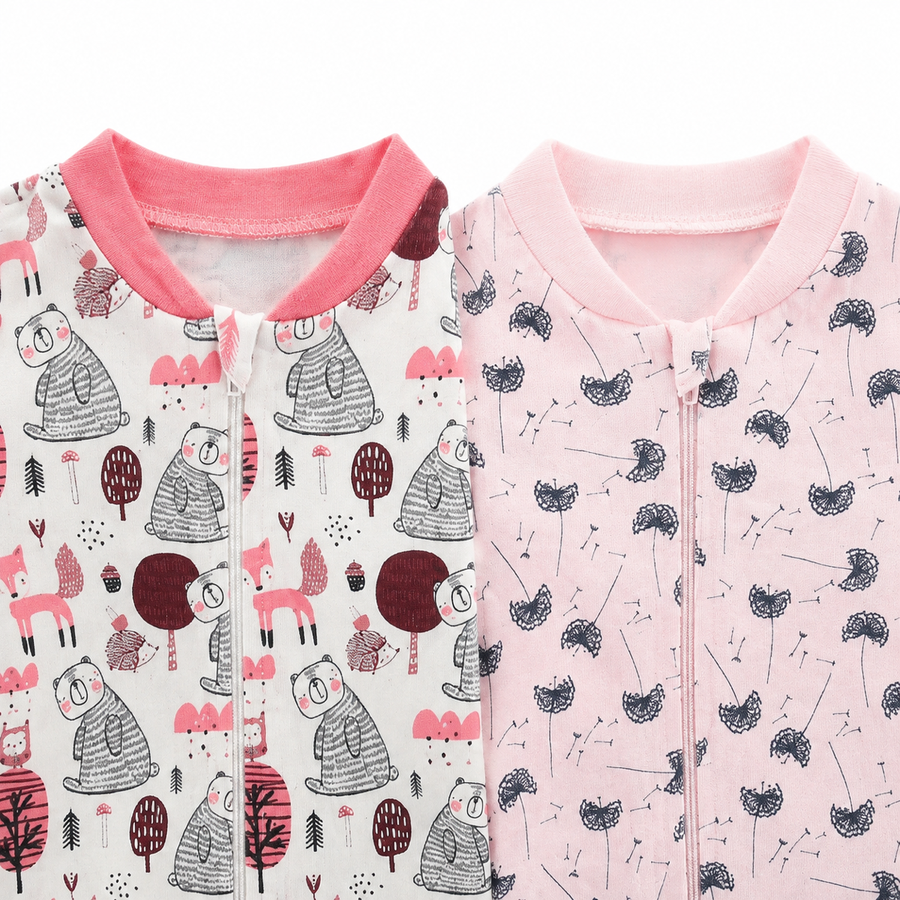 Woodland Blush 2-Pack Rompers — Woodland Blush — Zipper detail — image 3
