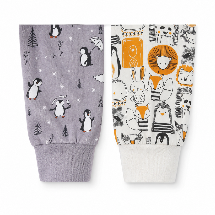 Penguin Woodland 2-Pack Rompers — Penguin Woodland — Cuff and foot detail — image 4