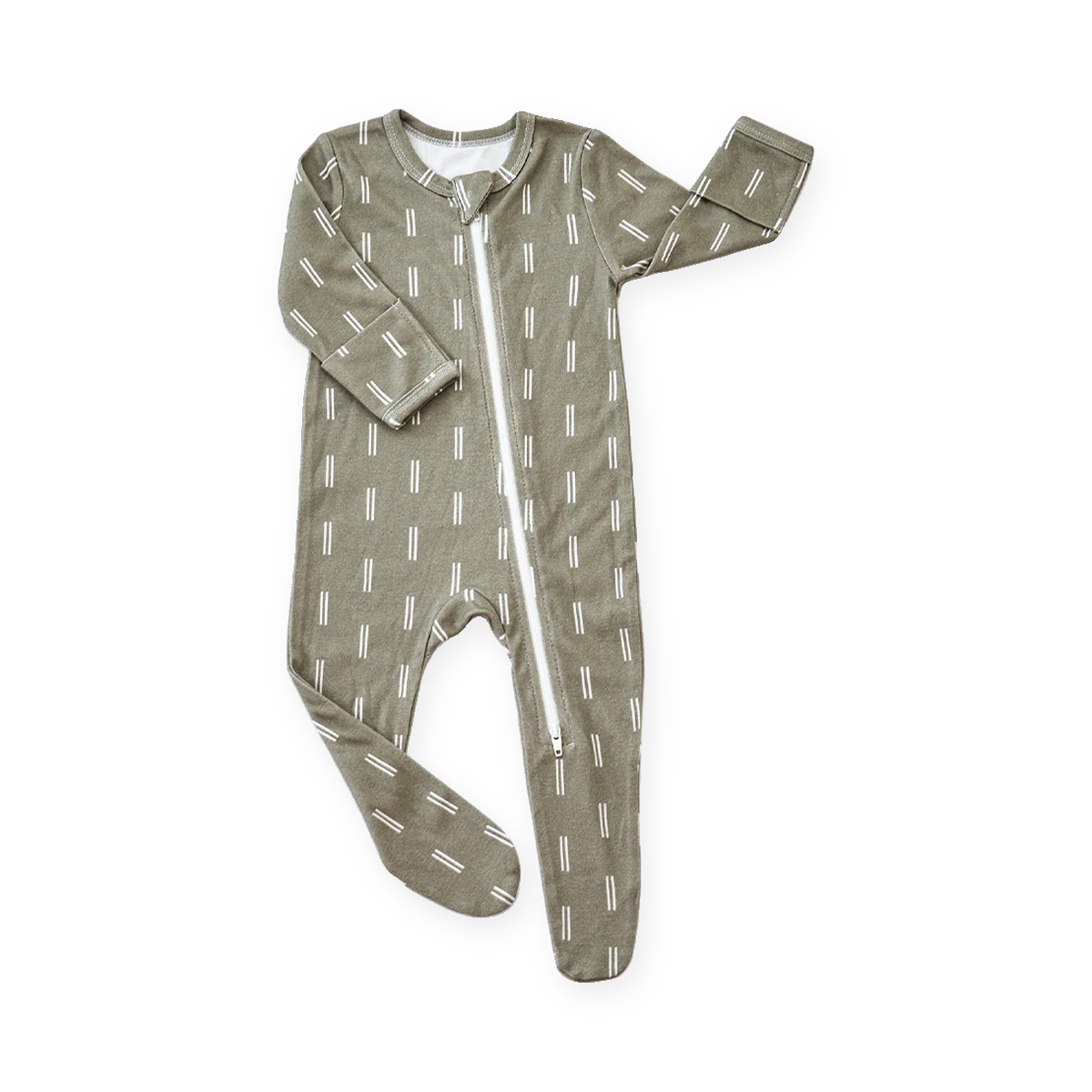 Olive Dash Footed Romper — Olive Dash — Front view — image 1
