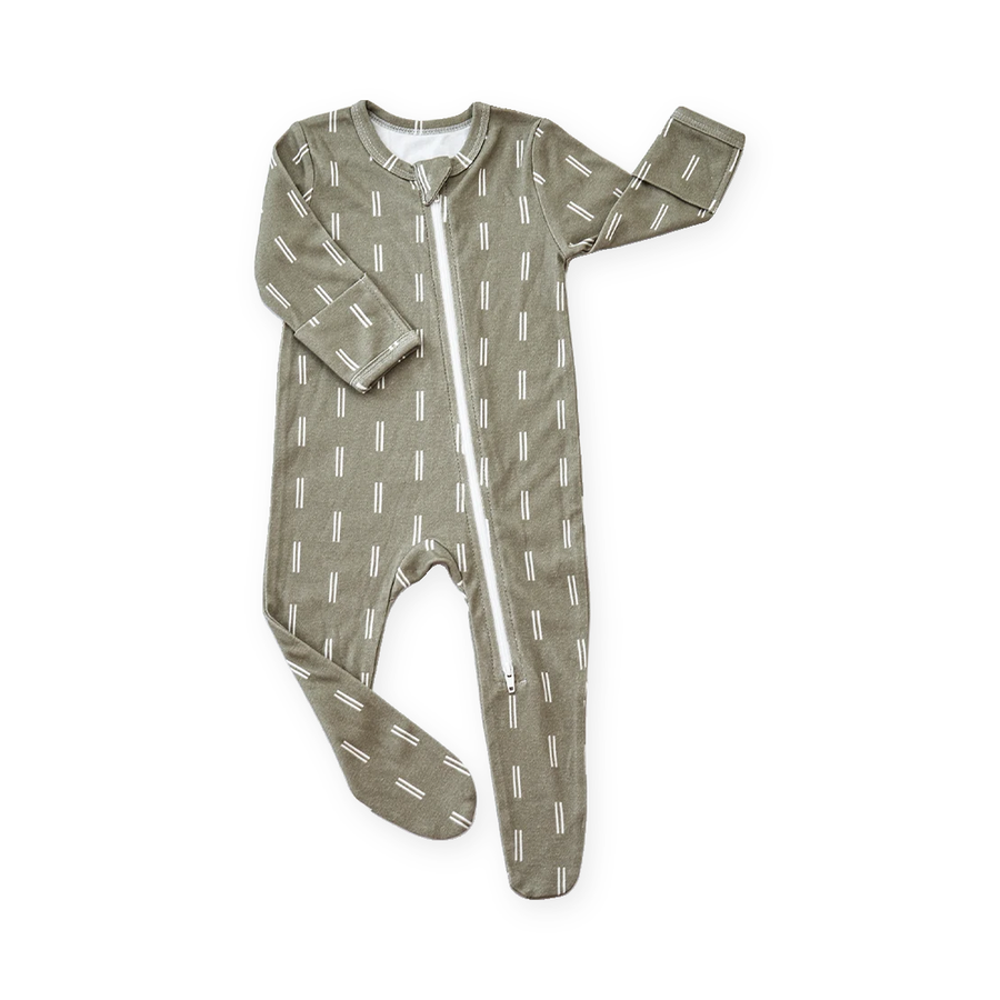 Olive Dash Footed Romper — Olive Dash — Front view — image 1