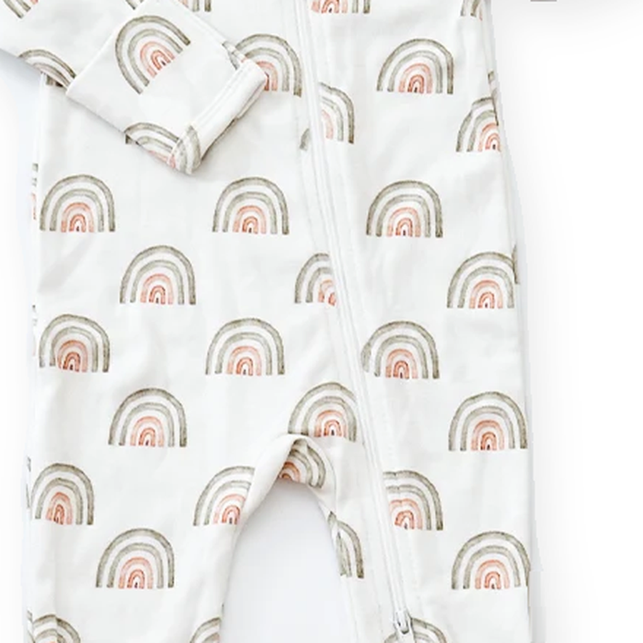 Pastel Rainbow Footed Romper — Pastel Rainbow — Fabric detail — image 7