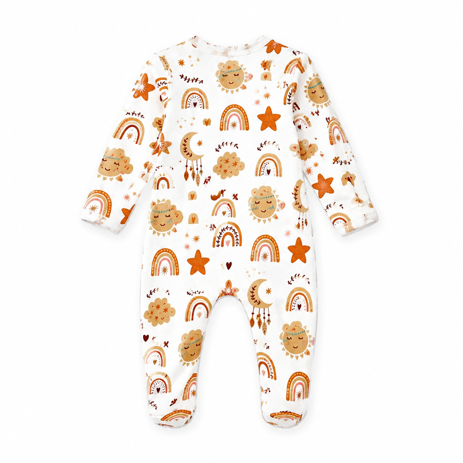 Golden Rainbow Footed Romper — Golden Rainbow — Back view — image 2