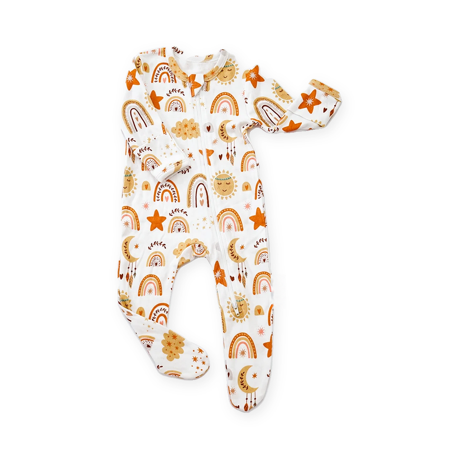 Golden Rainbow Footed Romper — Golden Rainbow — Front view — image 1