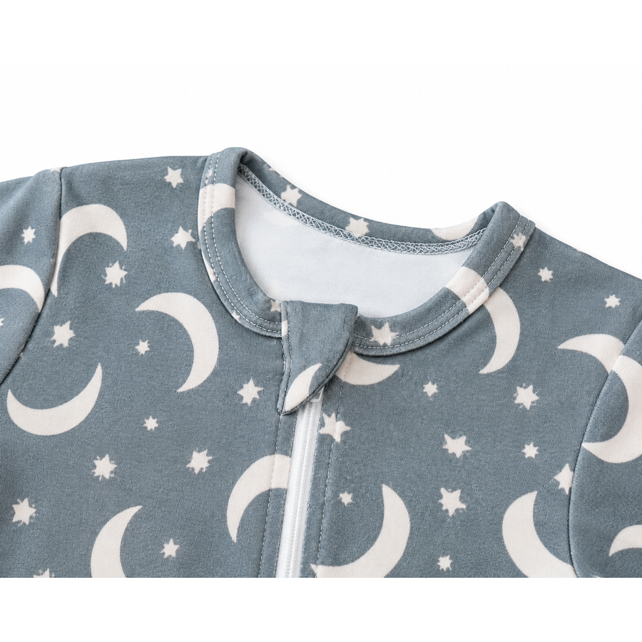 Moon Phase Footed Romper — Moon Phase — Neckline and seam detail — image 4