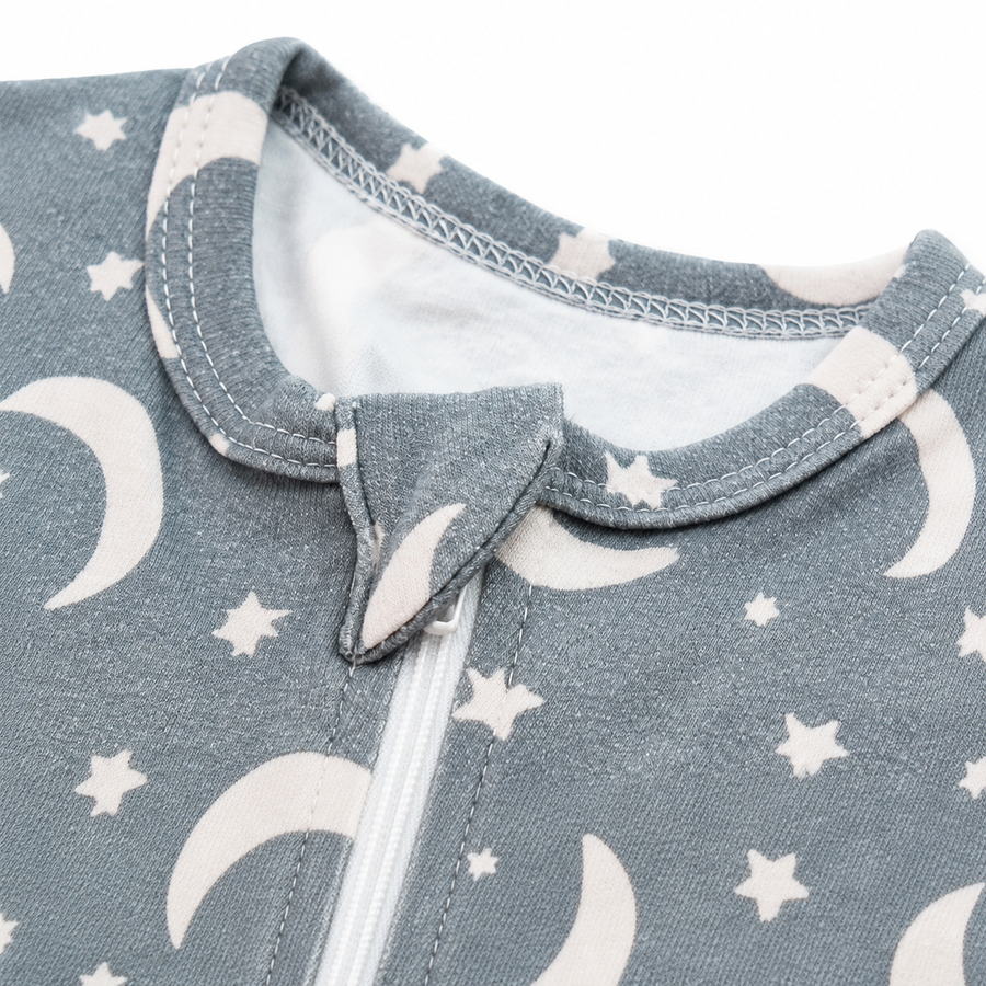 Moon Phase Footed Romper — Moon Phase — Neckline and seam detail — image 5