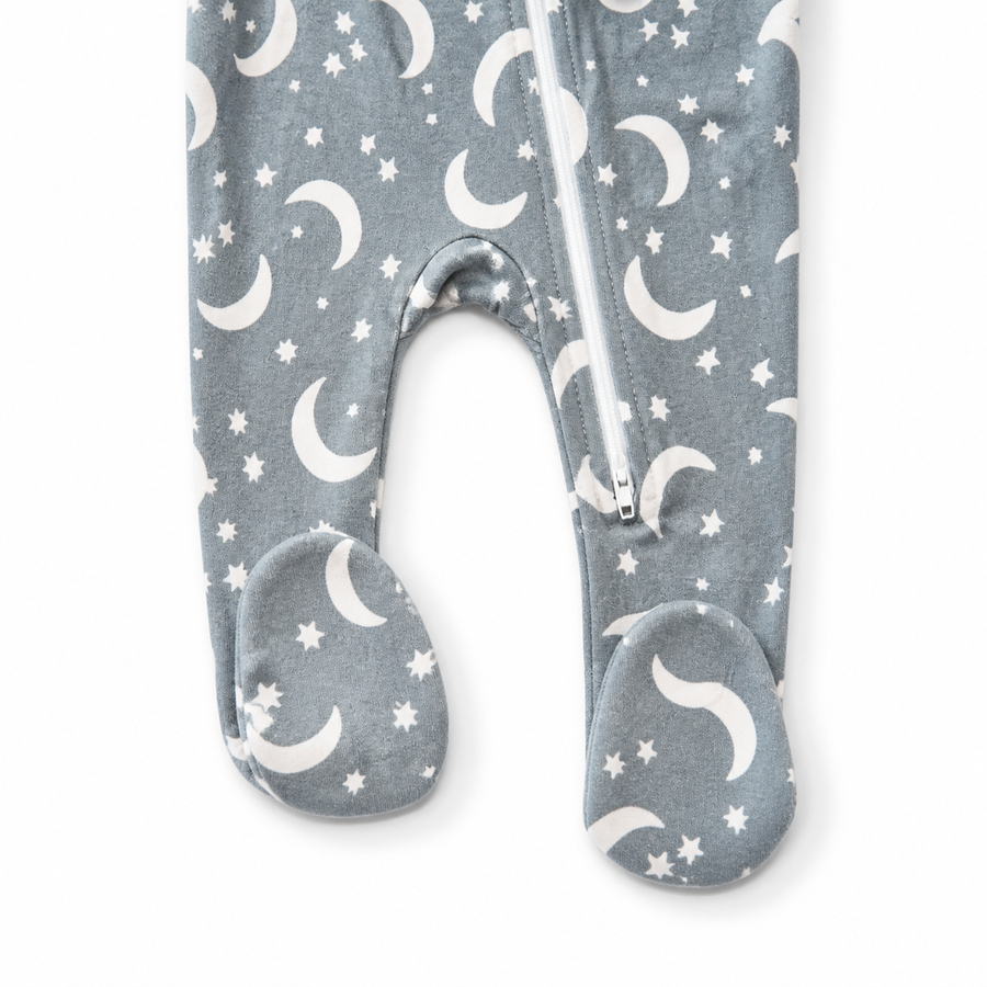 Moon Phase Footed Romper — Moon Phase — Zipper detail — image 3