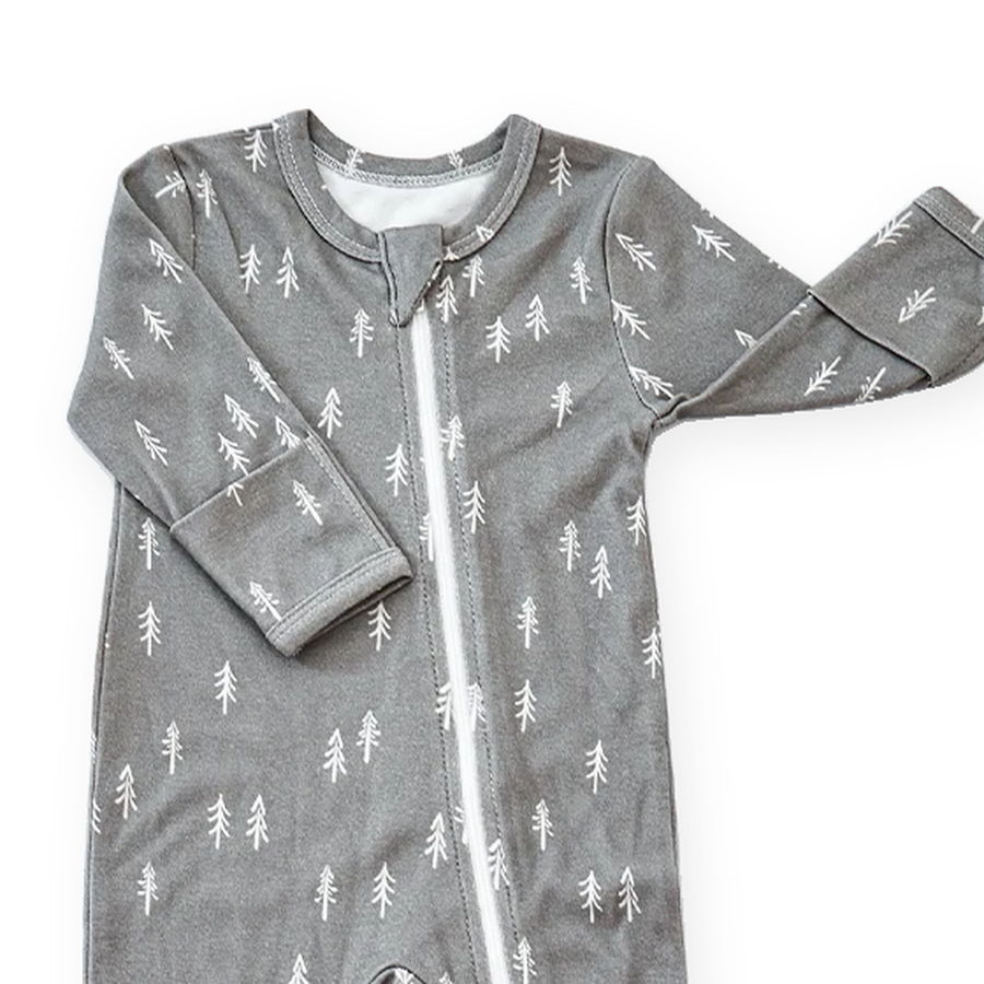 Silver Dash Footed Romper — Silver Dash — Neckline and seam detail — image 4