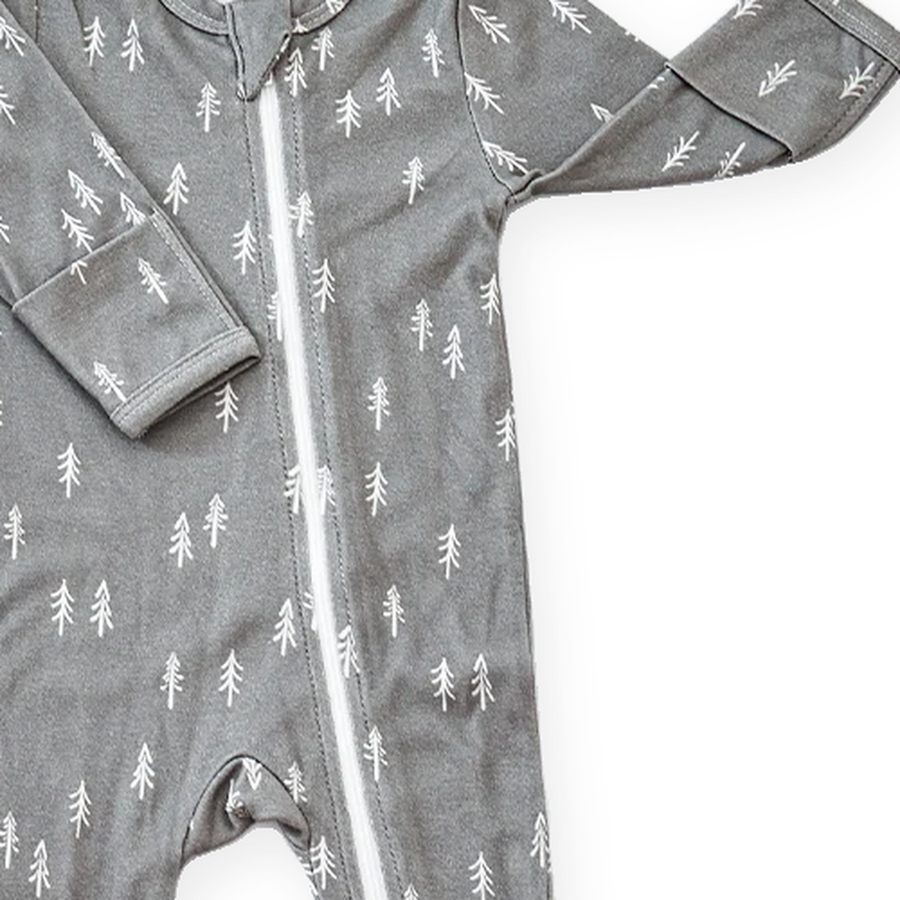 Silver Dash Footed Romper — Silver Dash — Zipper detail — image 3