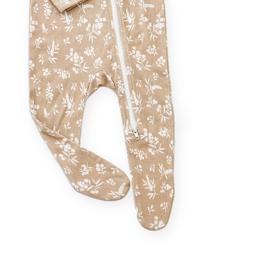 Fawn Meadow Footed Romper — Fawn Meadow — Gusset and seam detail — image 6