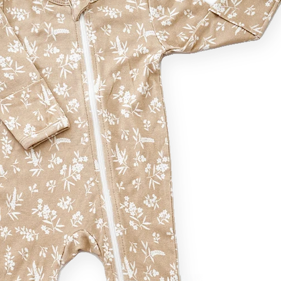 Fawn Meadow Footed Romper — Fawn Meadow — Zipper detail — image 3