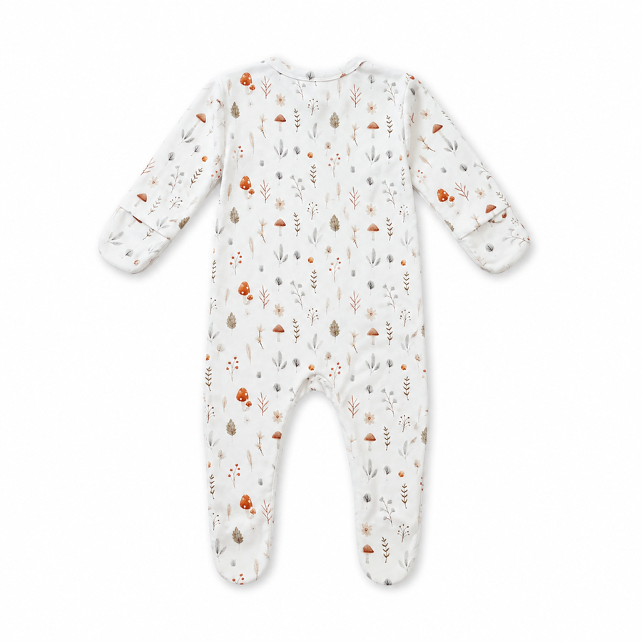 Woodland Mushrooms Footed Romper — Woodland Mushrooms — Back view — image 2