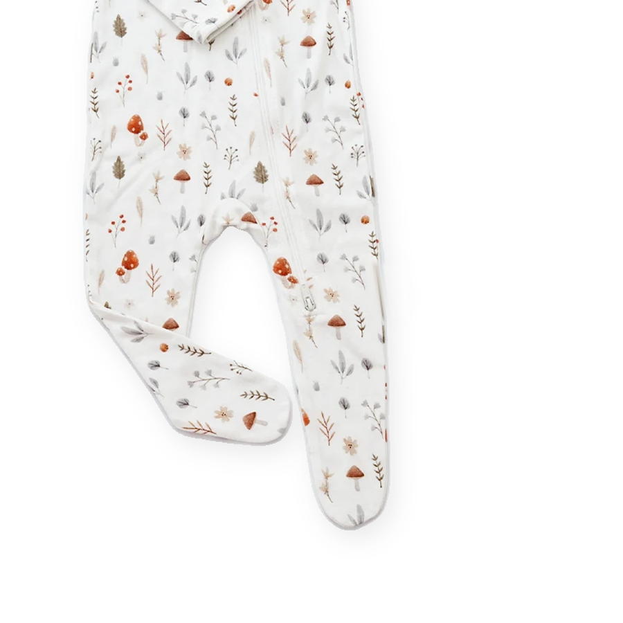 Woodland Mushrooms Footed Romper — Woodland Mushrooms — Gusset and seam detail — image 6