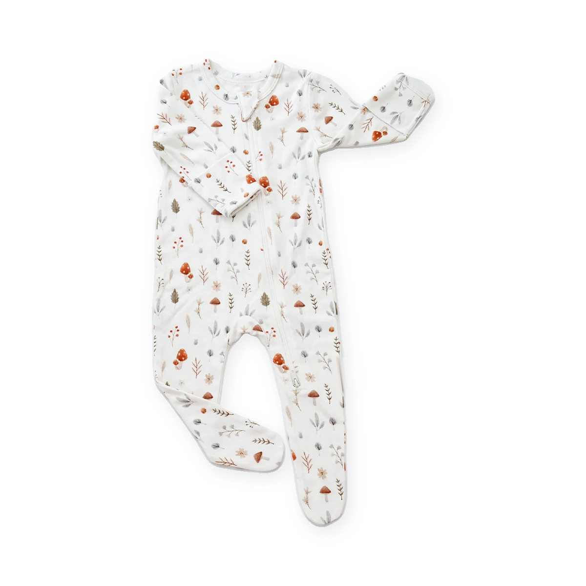 Woodland Mushrooms Footed Romper — Woodland Mushrooms — Front view — image 1