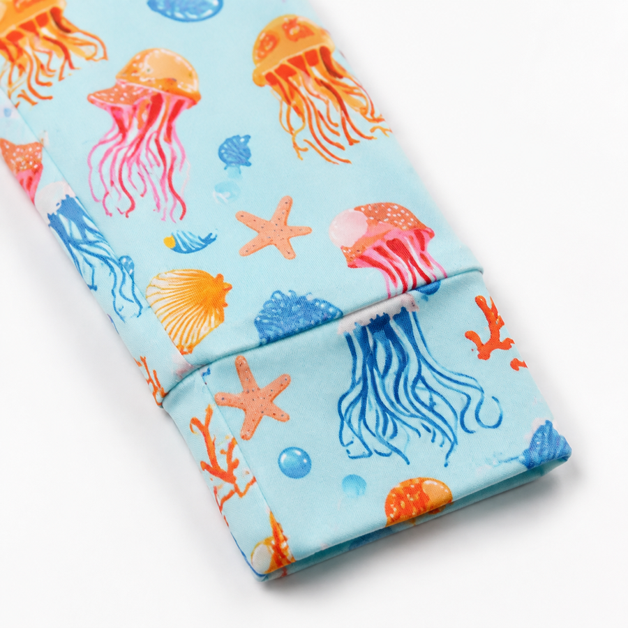 Jellyfish Reef Romper — Jellyfish Reef — Cuff and foot detail — image 4