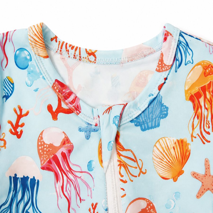 Jellyfish Reef Romper — Jellyfish Reef — Zipper detail — image 3