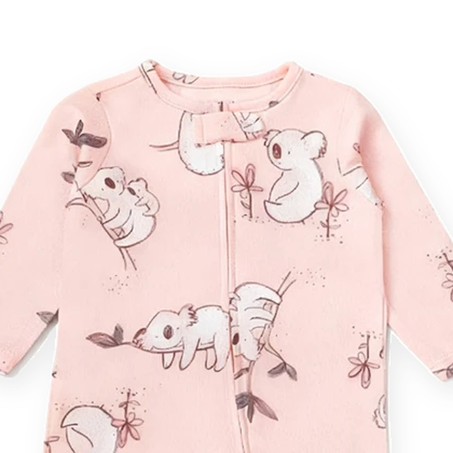 Koala Footed Romper — Koala — Neckline and seam detail — image 4