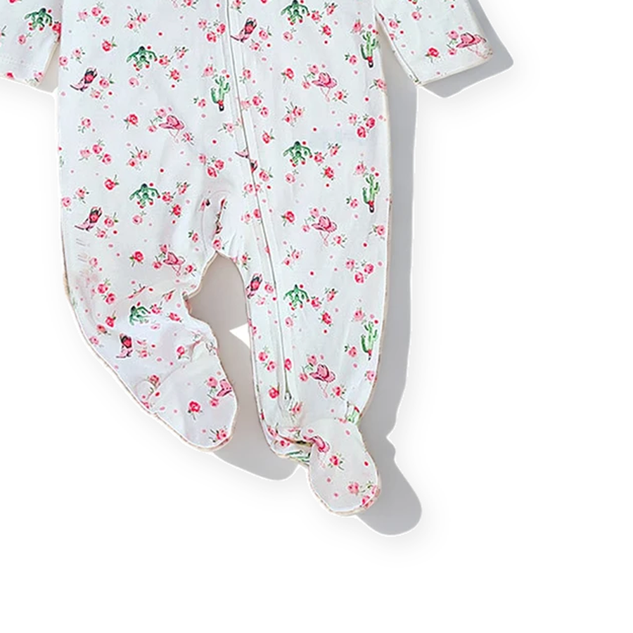 Floral Footed Romper — Floral — Gusset and seam detail — image 6
