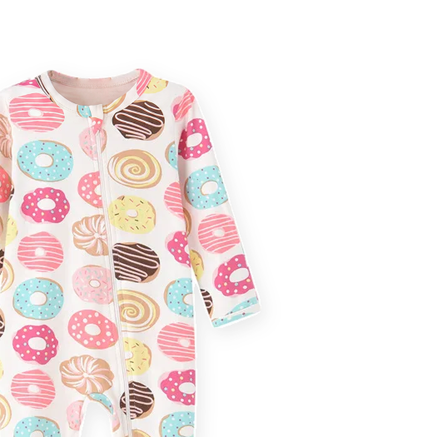 Doughnut Footed Romper — Doughnut — Cuff and foot detail — image 5