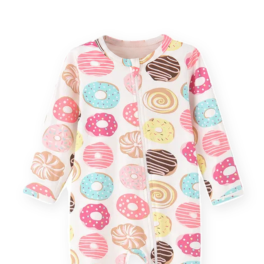 Doughnut Footed Romper — Doughnut — Zipper detail — image 3