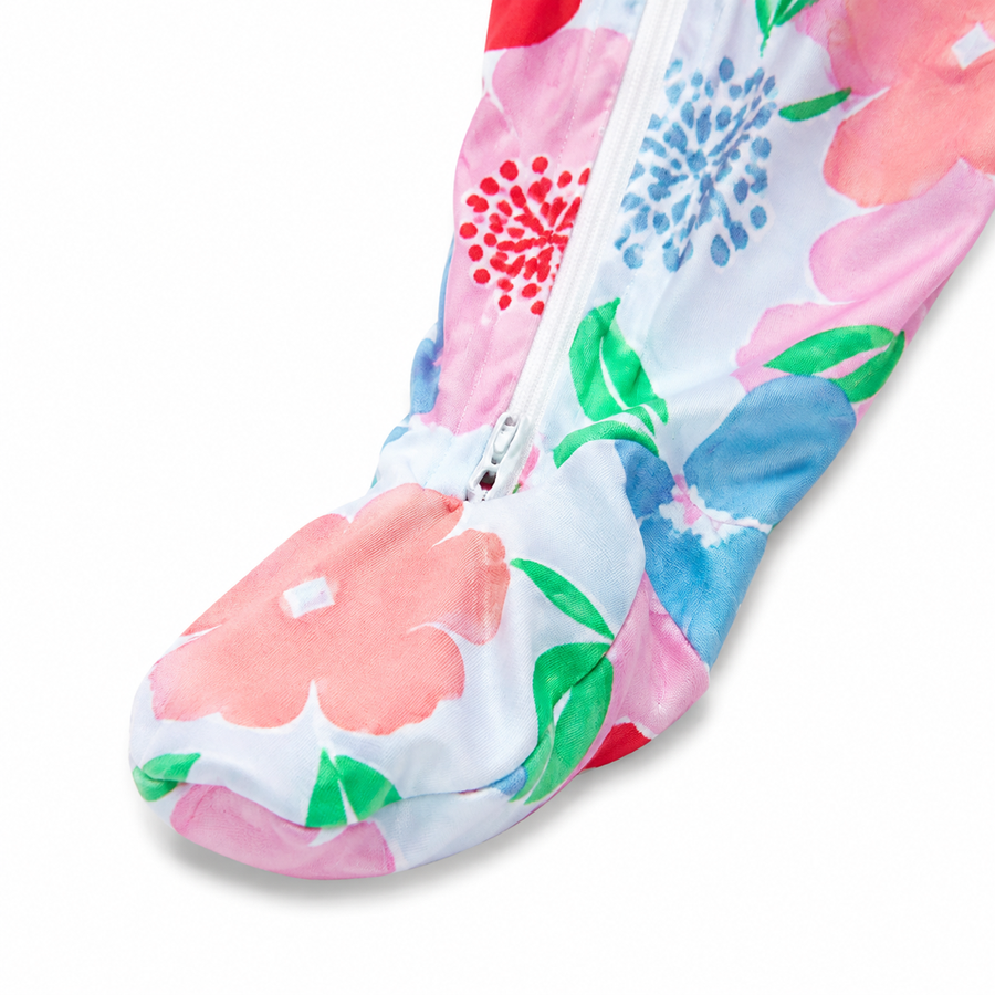 Big Flower Footed Romper — Big Flower — Cuff and foot detail — image 4