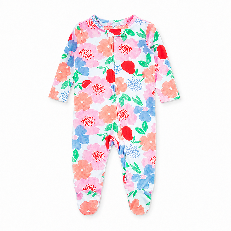 Big Flower Footed Romper — Big Flower — Front view — image 1