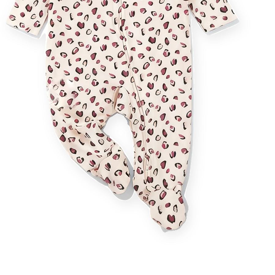 Leopard Footed Romper — Leopard — Gusset and seam detail — image 6