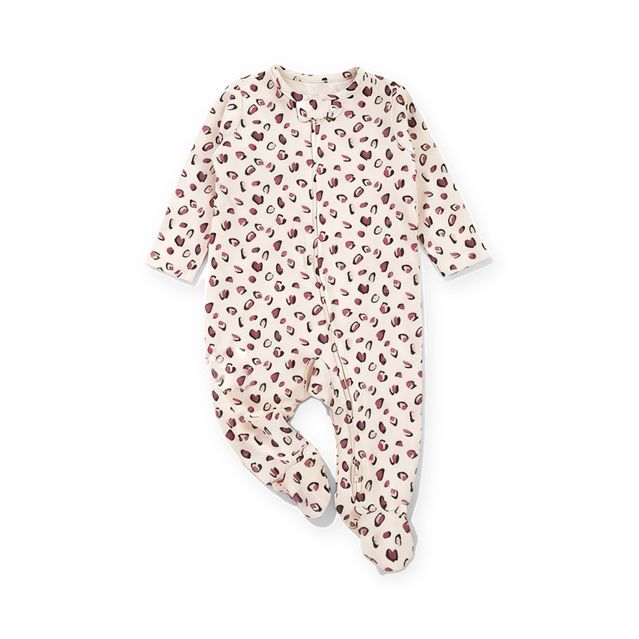 Leopard Footed Romper — Leopard — Front view — image 1