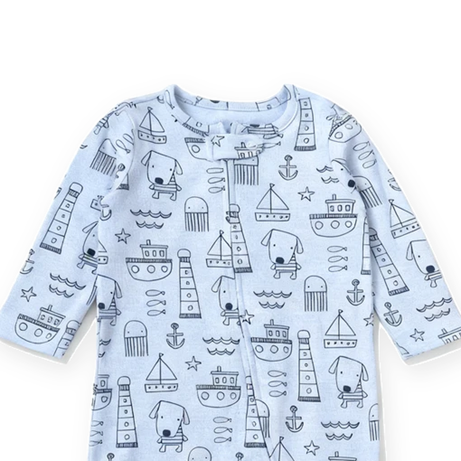 Dog Footed Romper — Dog — Zipper detail — image 3