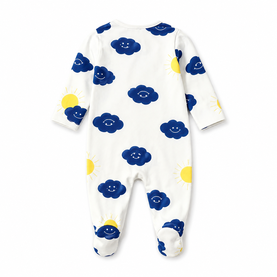 Clouds Footed Romper — Clouds — Back view — image 2
