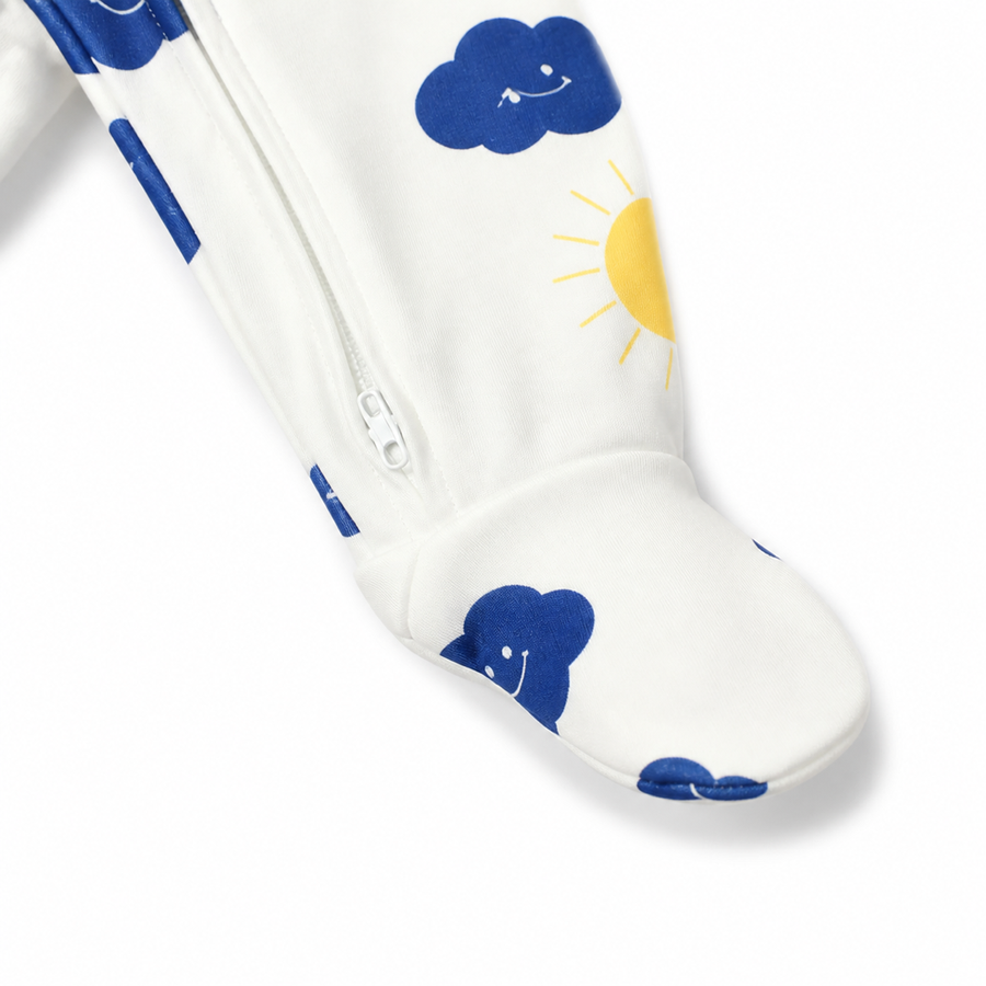 Clouds Footed Romper — Clouds — Cuff and foot detail — image 4